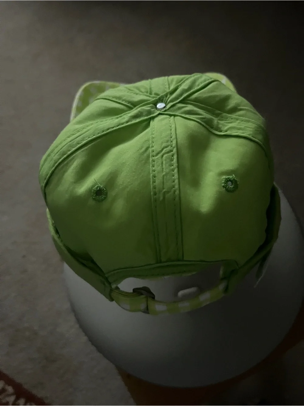 Roller Rabbit Remi Lime Green & White Gingham Cap